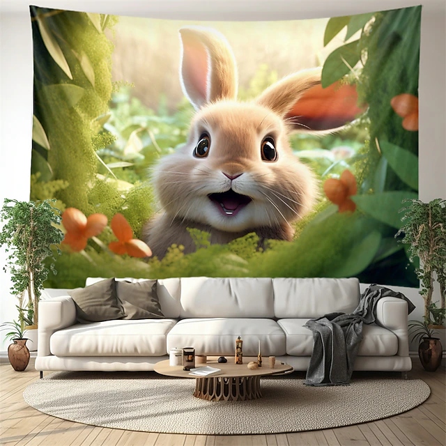 Hanging Tapestry Wall Art Large Tapestry Bunny Animal Mural Decor Photograph Backdrop Blanket Curtain Home Bedroom Living Room Decoration 20