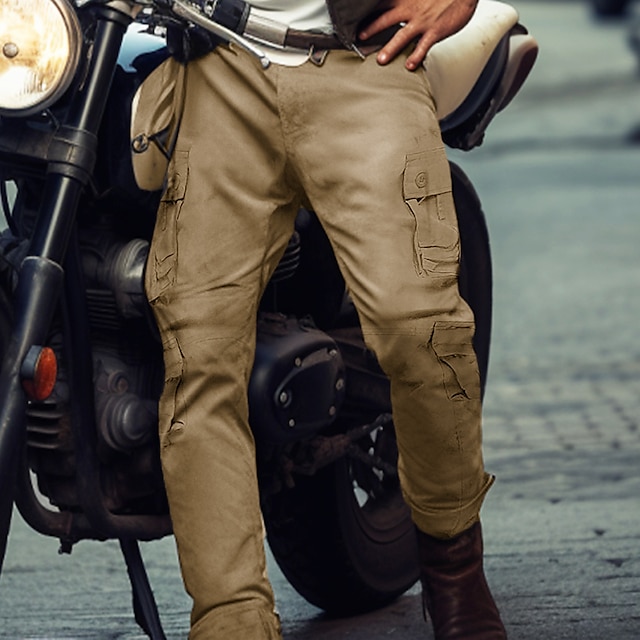  Men's Cargo Pants Joggers Trousers Button Multi Pocket Plain Wearable Casual Daily Holiday Sports Fashion Black Brown