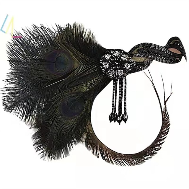  Kopfbedeckung Flapper Stirnband Federn Stirnband Retro Vintage 1920s Aleación Für Der große Gatsby Cosplay Karneval Damen Modeschmuck Modeschmuck