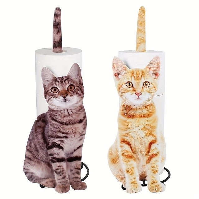  מחזיק מפיות בצורת חתול - מושב רקמות מתכת למסעדות, בתי מלון ובתים - אחסון שולחן יצירתי ומתלה תיקים לשמירה טרייה