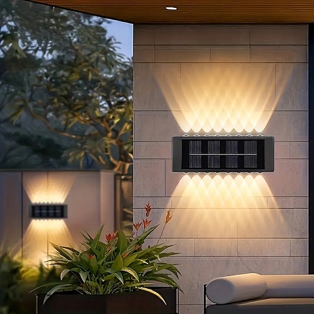  2db napelemes lámpa kerti fali lámpa kültéri ip65 vízálló fel és le fényszabályozás házhoz kerti veranda villa udvar kerítése táj dekoráció világítás