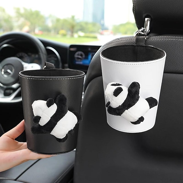  Coș de gunoi pentru mașină desene animate panda sac de gunoi pentru mașină rechizite pentru interiorul mașinii geantă de depozitare agățată pe spate a scaunului auto