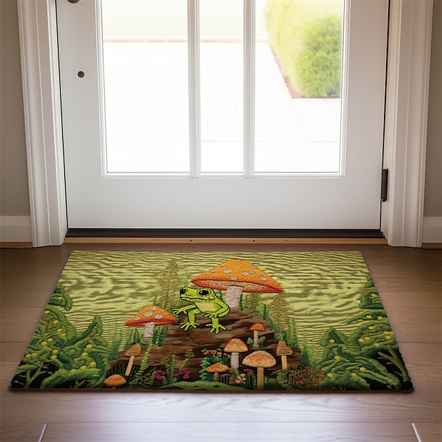  grenouille champignon paillasson tapis de sol lavable tapis de cuisine quilting art antidérapant résistant à l'huile tapis intérieur extérieur tapis chambre décor salle de bain tapis d'entrée