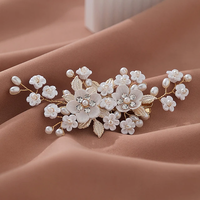 Headpiece Hair Clip Rhinestone Alloy Wedding Cocktail Elegant Luxury With Rhinestone Faux Pearl Headpiece Headwear 5