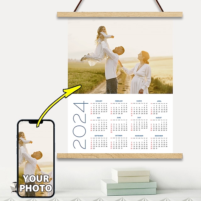  Календарь на 2024 год, настенные художественные принты на холсте и плакаты с вешалками, настенные подвески, персонализированные настенные художественные принты на холсте - праздничные принты современного искусства, персонализированный подарок на День свят