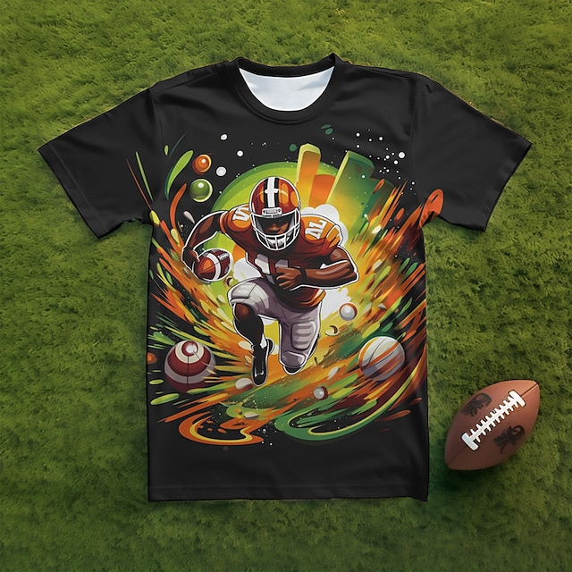  Boys 3D Football Tee Shirt Short Sleeve 3D Print Summer Active Sports Fashion Polyester Kids 3-12 Years Crew Neck Outdoor Casual Daily Regular Fit