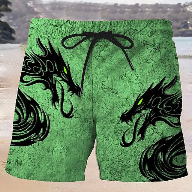  Per uomo Drago Costumi da bagno Pantaloncini da mare Pantaloncini da Surf Misura del girovita medio Hawaiano Casual Ferie Spiaggia Coulisse con fodera in rete Elastico in vita progettista