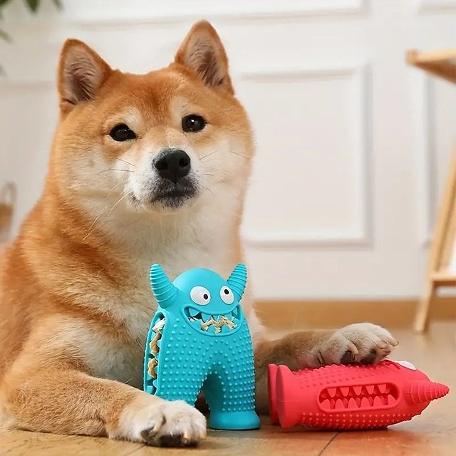  1pc monstro design durável cão mastigar brinquedos comida vazando resistente cão moagem dentes brinquedos