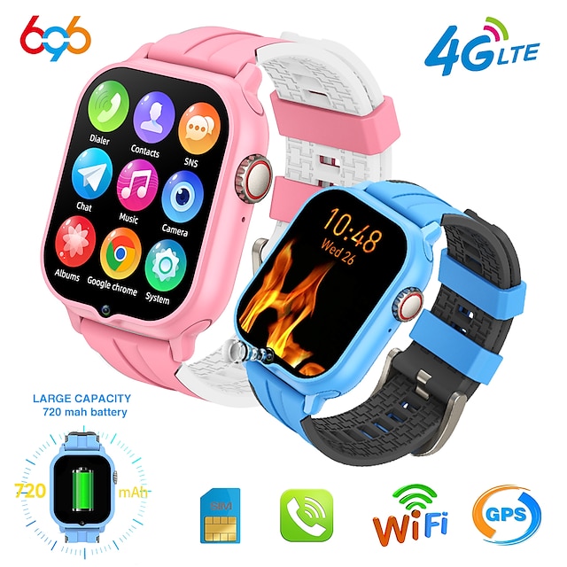  696 T9 Reloj inteligente 1.89 pulgada niños Smartwatch teléfono Bluetooth Podómetro Recordatorio de Llamadas Seguimiento del Sueño Compatible con Android iOS niños Llamadas con Manos Libres Cámara