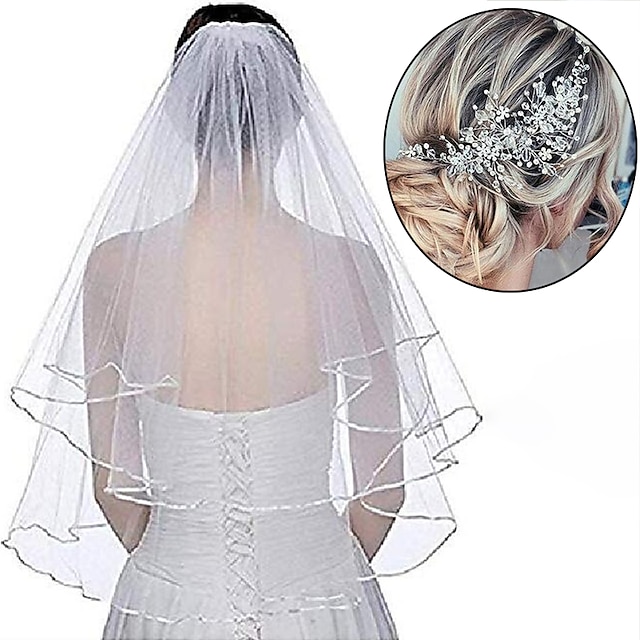  copricapo di cristallo per matrimoni, compleanni, abiti da sposa eleganti con copricapo di cristalli, copricapo con velo da sposa corto a due strati