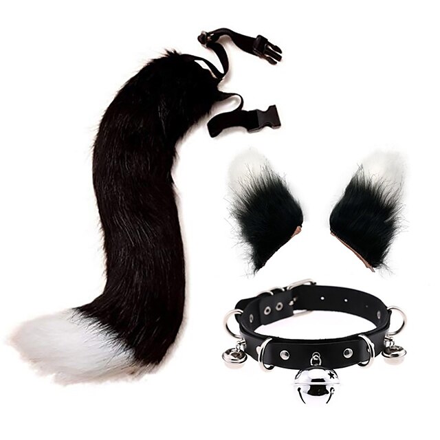  Simulated Plush Beast Ears Halloween Set Beast Tail Jewelry Cos Fox Ear Hair Clip Mantra Exhibition Prop Accessories