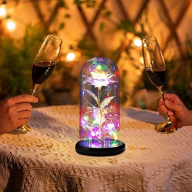  Romantische, verzauberte Rosen-LED-Lichterkette in einer Glaskuppel – das perfekte Geschenk zum Muttertag, zu Hochzeiten, zum Valentinstag und zu Jubiläen (Batterien nicht im Lieferumfang enthalten)