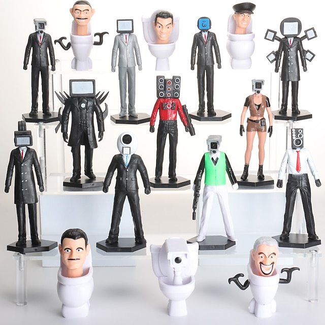  4 piezas de juguetes de baño aleatorios para hombres, batalla entre el hombre del baño y el hombre de vigilancia, muñecos de lucha, muñecas, muñecas modelo, regalos masculinos y femeninos
