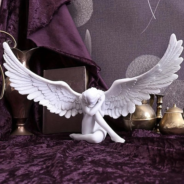  harpiks engel statue udendørs dekoration harpiks engel med vinger skulptur have hjemmedekoration, gård kunst indretning