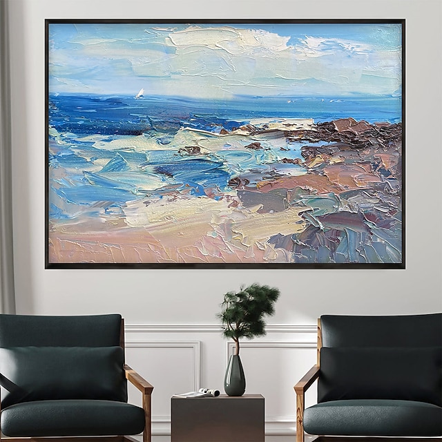 Hand Painted Wall Art Sunset Ocean oil Painting on Canvas Large ...