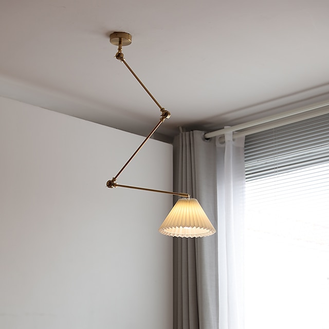  Luminária pendente industrial, luz suspensa com braço oscilante, luz pendente de teto ajustável para sala de jantar e sala de estar em ouro