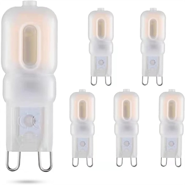  Ampoule LED G9 3000 K blanc chaud/6000 K lumière blanche 3/5 W 30 W/50 W équivalent halogène G9 Bipin Base 360 faisceau d'angle pour éclairage domestique avec couvercle transparent (lot de 5)