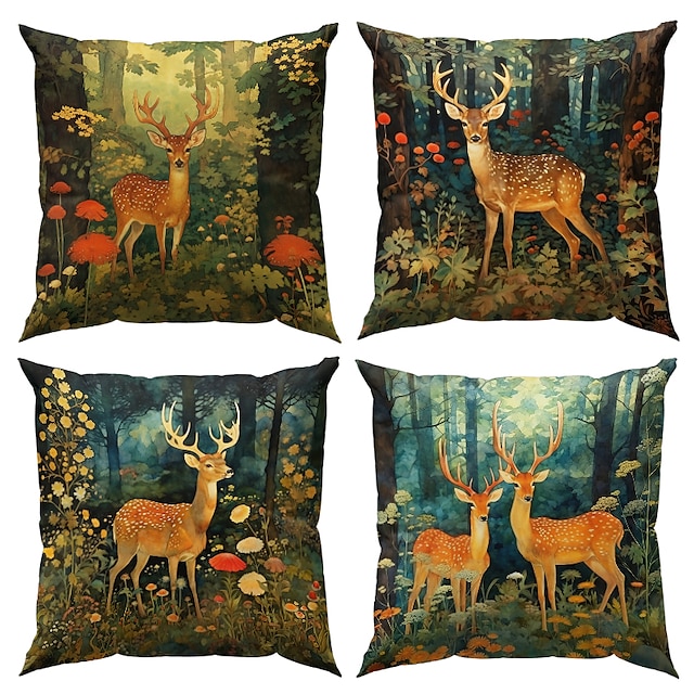  Nordic Deer kahden puolen tyynynpäällinen 4kpl pehmeä koristeellinen neliömäinen tyynyliina tyynyliina makuuhuoneeseen olohuoneen sohva sohvatuoli