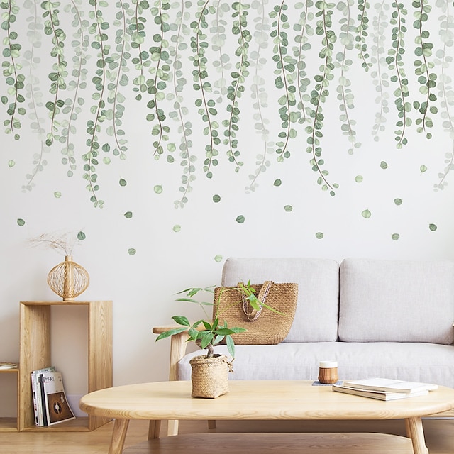 Pegatinas de pared de cintura de vid de plantas verdes frescas de verano 1 pieza 30*90 cm * 2 piezas