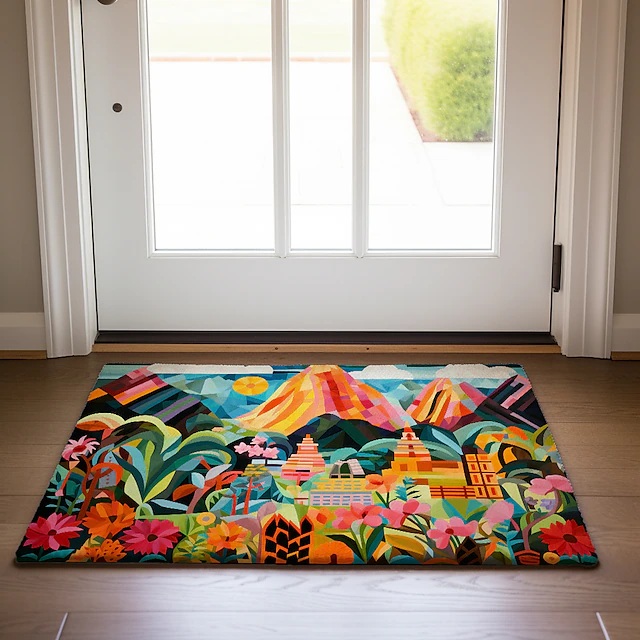 Colorful City Doormat Floor Mats Washable Rugs Kitchen Mat Non-Slip Oil ...