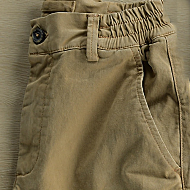 Men's Cargo Pants Cargo Trousers Buttons Elastic Waist Multi Pocket ...