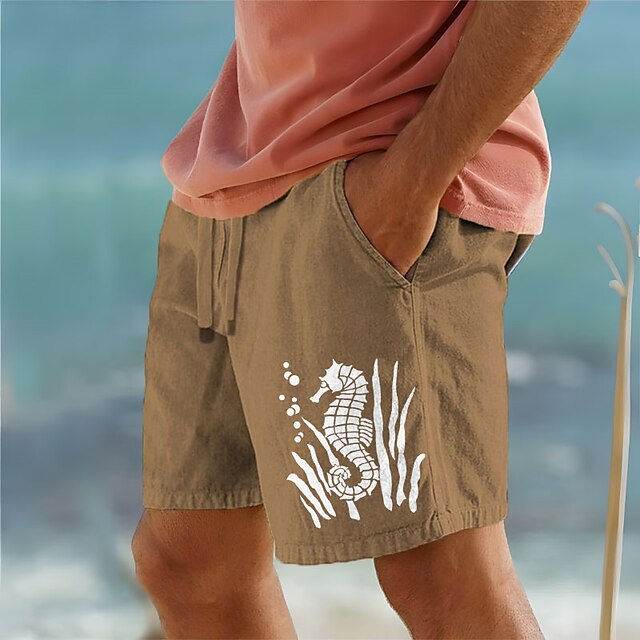 Men's Shorts Summer Shorts Beach Shorts Print Drawstring Elastic Waist ...