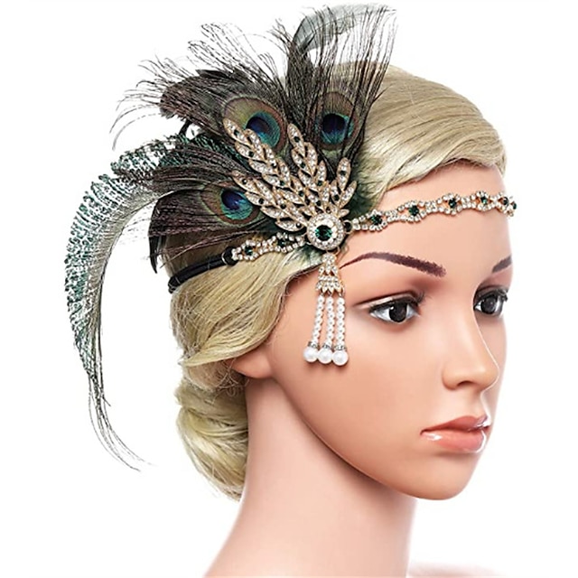  Bijoux de Cheveux Bandeau Garçonne Bandeau de plumes Rétro Vintage 1920s Alliage Pour Gatsby le magnifique Cosplay Carnaval Femme Bijoux de fantaisie Bijoux fantaisie