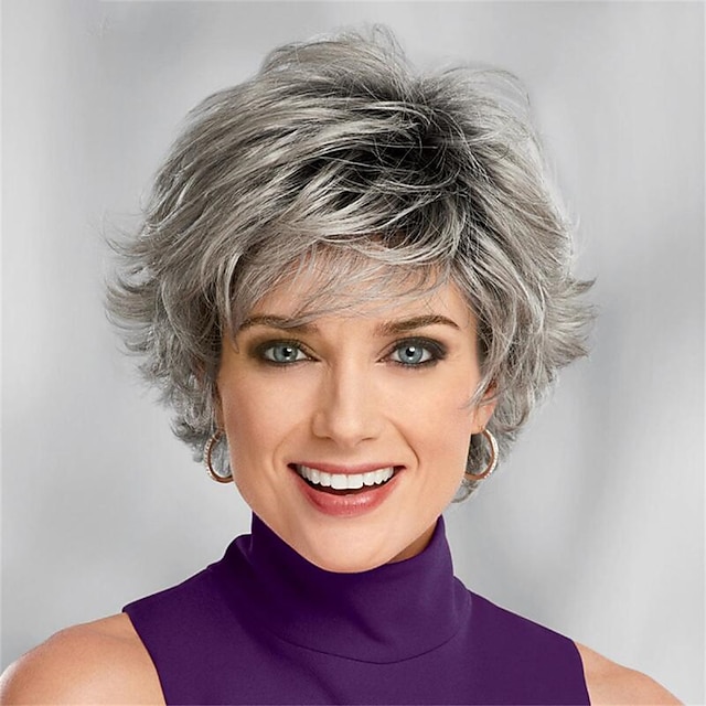 Synthetic Wig Curly With Bangs Machine Made Wig Short A1 A2 A3 A4 A5 Synthetic Hair Women's Soft Fashion Easy to Carry Blonde Silver Gray