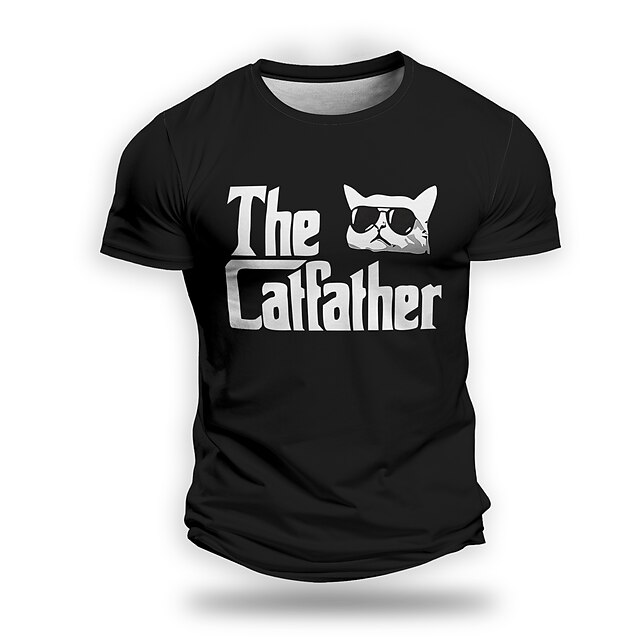 Men's Graphic Animal Cat Catus Character & Slogan Short Sleeve T shirt 3D Print Crew Neck Shirt Daily Outdoor Casual Party Casual Holiday Black Red Burgundy Summer Spring &  Fall Clothing Apparel4
