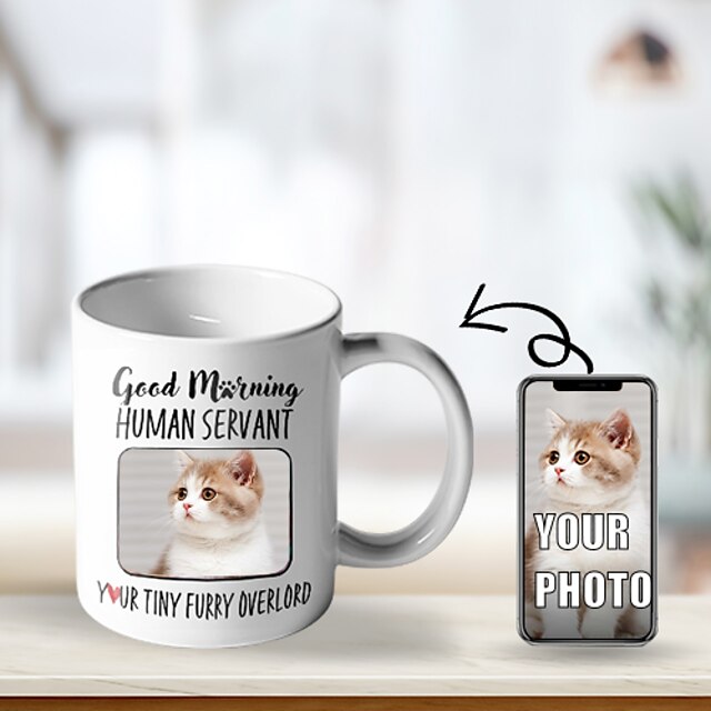  god morgen menneskelig tjener krus design dine egne kaffekrus til katten din tilpasset krus tilpasset kaffekrus personlig keramisk krus tilpassbar krus