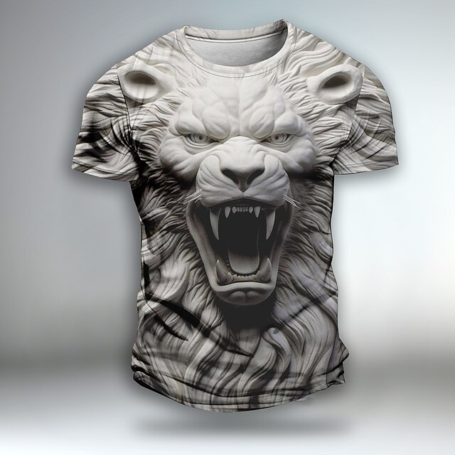 Men's Graphic Animal Lion Short Sleeve T shirt 3D Print Crew Neck Shirt Fashion Daily Designer Party Casual Holiday Blue Green Gray Spring & Summer Clothing Apparel Normal S M L XL XXL XXXL3