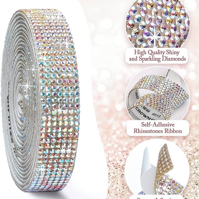  bling cristallo trapano strass lucido colorato diamante artificiale adesivo per auto fatto a mano fai da te decorazione auto 1 metro 91 cm
