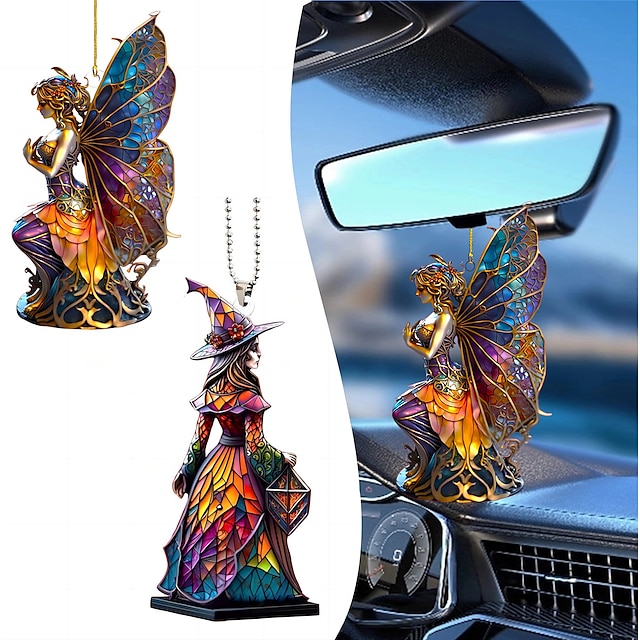  bilhængende ornament, akryl 2d fladtrykt nøglering, valgfri akryl ornament og bil bakspejl tilbehør mindegavepakke