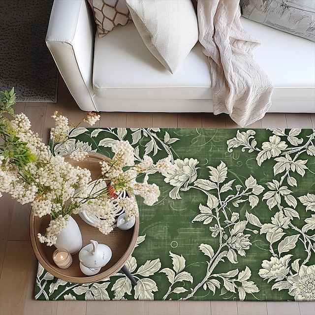  Alfombra de área verde botánica, alfombra de cocina, alfombra antideslizante a prueba de aceite, alfombra de salón, alfombra interior y exterior, decoración de dormitorio, alfombra de baño, alfombra