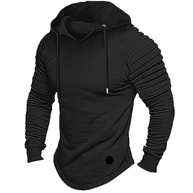 Men's Hoodie Tactical Black Red Khaki Gray Hooded Plain Sports ...