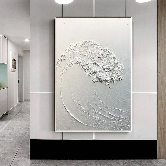  groot met de hand geschilderd abstract wit olieverfschilderij golven schilderen op canvas modern olieverfschilderij kunst aan de muur handgeschilderd schilderij kunst aan de muur schilderij voor