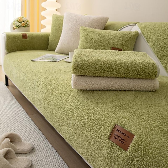 Plush Shaggy Sofa Slipcover Sofa Seat Cover Sectional Couch Covers Floral Jacquard,Furniture Protector Anti-Slip Couch Covers for Dogs Cats Kids(Sold by Piece/Not All Set) 12