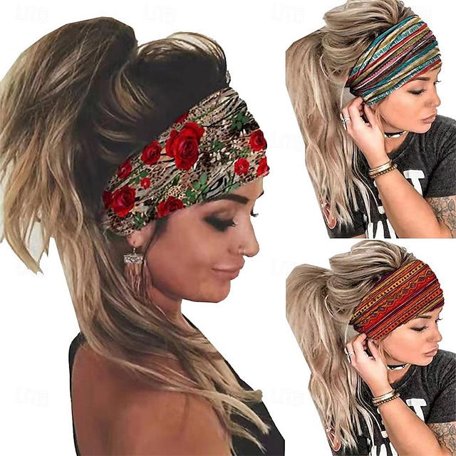  Breites elastisches Kopfwickel-Stirnband für Frauen, Sport-Yoga-Haarband-Kopfbedeckung