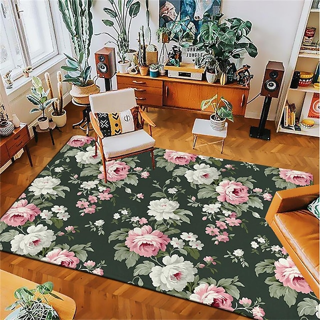  Tapete de área floral vintage tapete de cozinha antiderrapante à prova de óleo tapete de sala de estar tapete interno ao ar livre decoração de quarto tapete de banheiro tapete de entrada tapete de