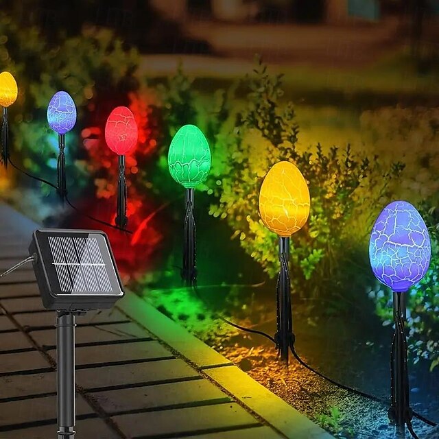  luzes solares de corda de ovo de páscoa com estacas luzes coloridas de páscoa decoração 5m 20led luzes de ovo de páscoa 8 modos luzes externas à prova d'água para passarela jardim quintal decoração de