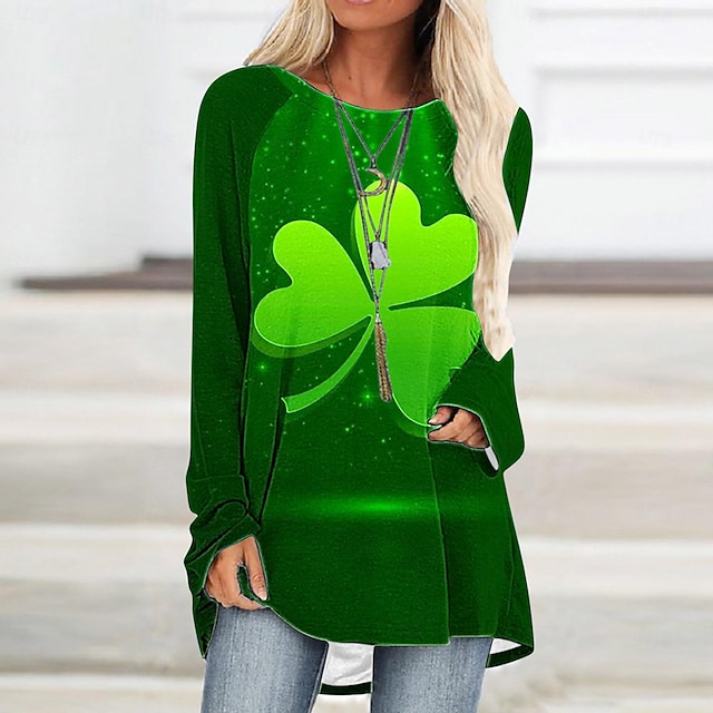  St. T-shirt irlandais trèfle de la fête de la patrick, t-shirt graphique animé pour femmes et adultes, impression 3d, 100% polyester, fête, festival
