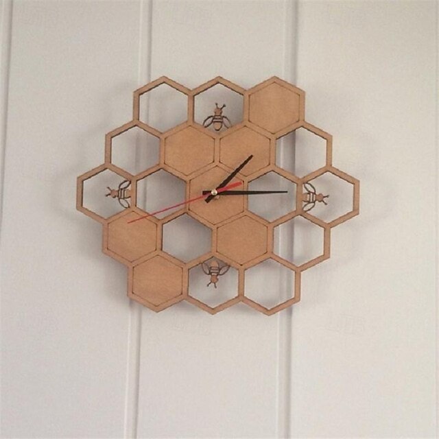  Relógio decorativo de parede em madeira decorar 30cm decoração de colmeia quarto pendurado relógio decoração de casa relógio decoração de colméia de abelha relógio de escritório romance relógio de