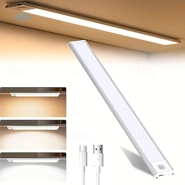  pohybový senzor pod osvětlení skříňky 3 barevné teploty bezdrátové USB dobíjecí noční světlo osvětlení vnitřních skříní magnetická svítidla pod pult pro kuchyňské skříňky osvětlení schodů