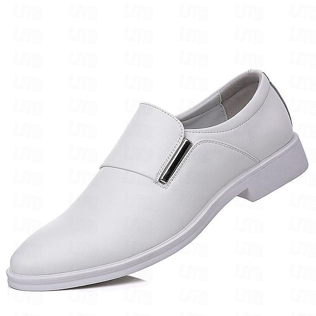  Men's Loafers & Slip-Ons Dress Shoes Walking Business Classic British Wedding Party & Evening PU Loafer Black White Summer Spring