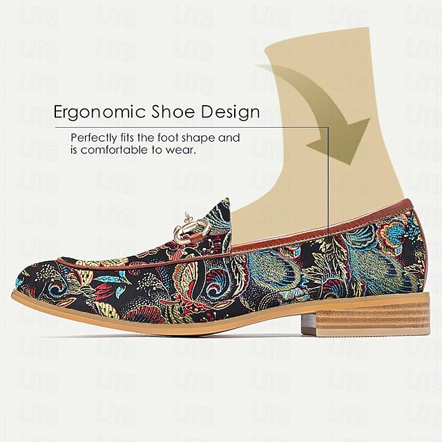 Stylish Dress Shoes For Men 2026.Men's Jacquard Fabric Floral Pattern Lace-Up Oxford Shoes with Leather ...