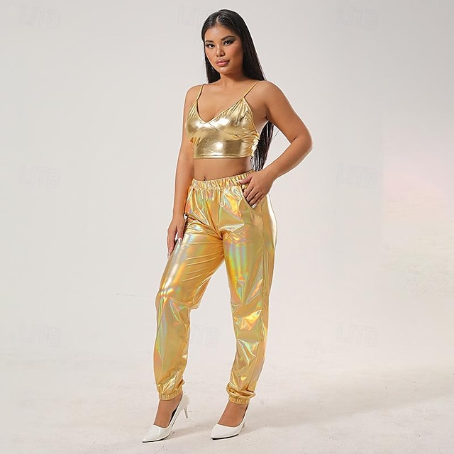  Años 80 Hip hop Accesorios Camisola Pantalones cargo Disfraz de Abba Mujer Color sólido Carnaval Discoteca Desfile del orgullo Mes del Orgullo Pantalones