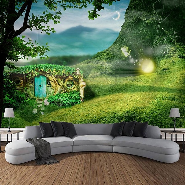 landskap skog hängande gobeläng väggkonst stor gobeläng väggmålning dekor fotografi bakgrund filt gardin hem sovrum vardagsrum dekoration