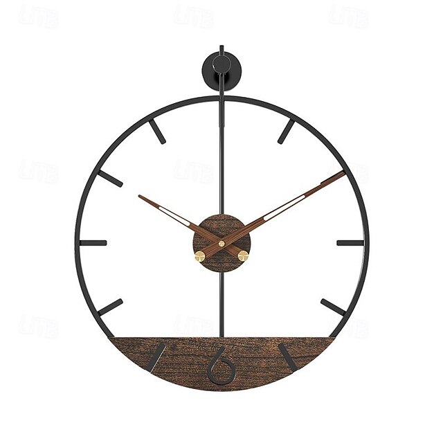 Retoo Orologio Da Parete In Legno Massello 50 Cm - Silenzioso, Moderno, Marrone-Nero Per Soggiorno O Ufficio