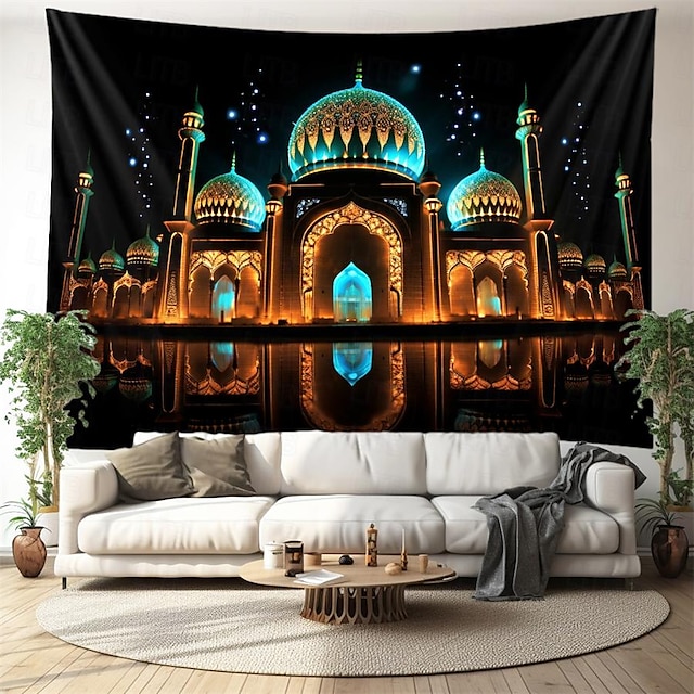  ليلة رمضان معلقة نسيج جدار الفن نسيج كبير جدارية ديكور صورة خلفية ستارة بطانية غرفة نوم المنزل غرفة المعيشة الديكور
