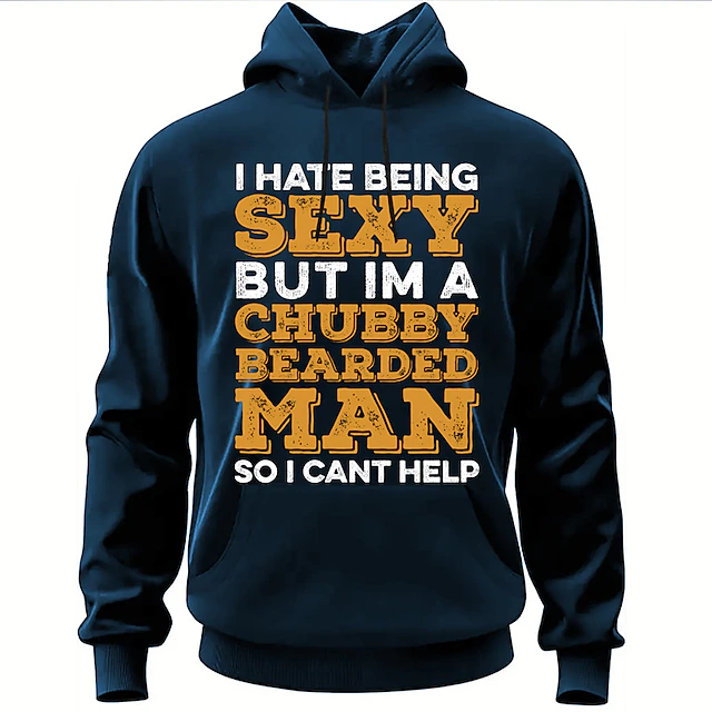 Valentine's Day Men's Graphic Letter Hoodie Hoodies Sweatshirt Fashion Daily Long Sleeve Hooded Vacation Sports Outdoor Holiday Black Navy Blue Print Front Pocket Spring & Fall Designer 9